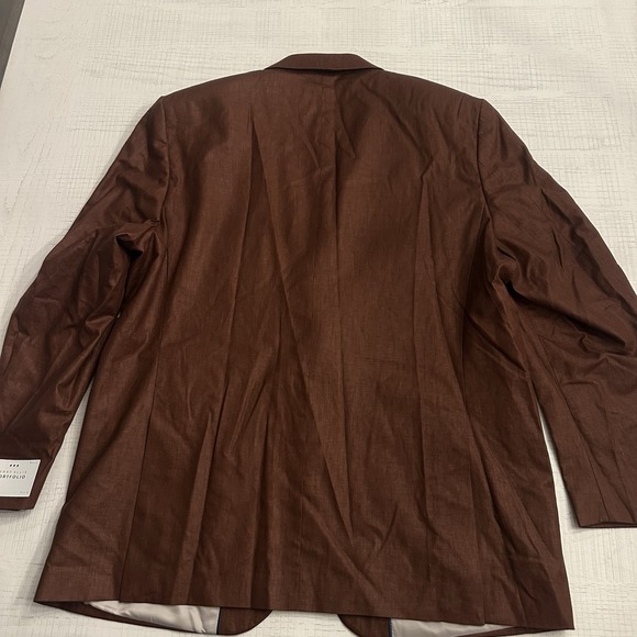 Perry Ellis Linen Blend Speaker Blazer Jacket 46R Plus Rust Brown Modern Fit NEW - Picture 8 of 8